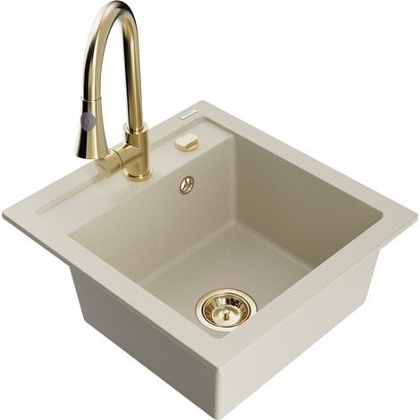 Mexen Vito 1-Becken-Granit-Spüle mit Mischbatterie Elia, Beige - 6503-69-670101-50 (1/5)