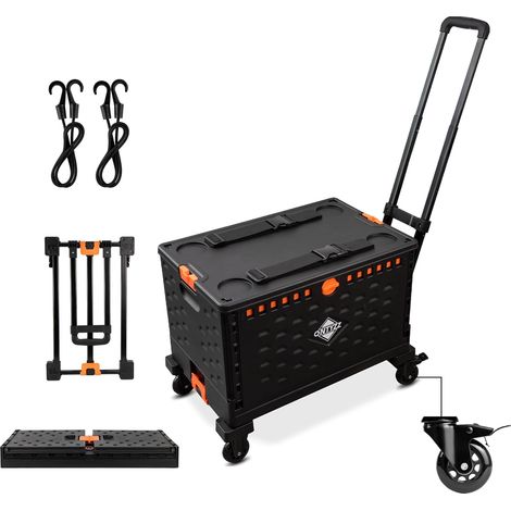 Caddie de Courses Pliable avec Boîte de Rangement Séparée Capacité 60L Roues en Caoutchouc à Frein Pivotant 360° Couvercle Chariot de Courses à Roulettes (1/5)