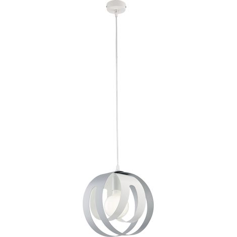 Sospensione 1 Luce Tobias Ferro Laccato Bianco E Grigio Taglio Laser (1/3)