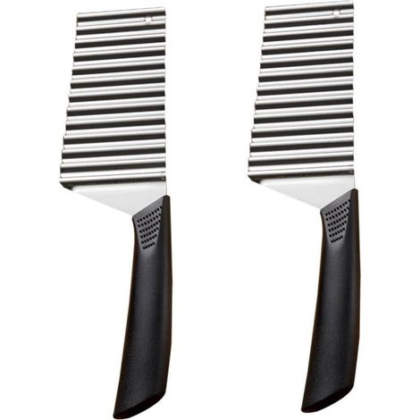 2 pièces Couteau Coupe-pommes de Terre Ondulé Inox Portable Lame Créative Vague Lot pour Cuisine Coupe-frite Facile et Gain de Place (1/5)