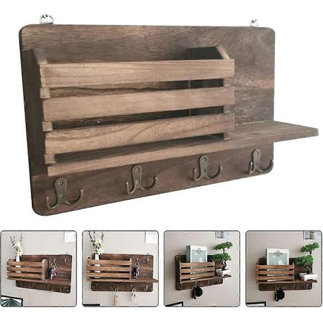 Étagère murale en bois vieilli pour divers objets, étagère murale pratique (1/5)