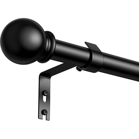 Tringle à rideaux noire 81-126 cm 16 mm pour chambre à coucher, salon, cuisine - Noir mat (1/5)