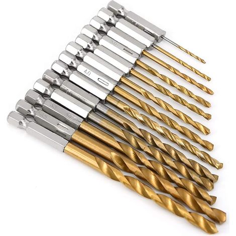 1,5mm - 6,5mm 13PCS HSS Forêt Plaqué en Titane Set Changement Rapide 1/4-Inch Hex Shank Twist Drill Bits Acier à Haute Vitesse Forets de Torsion Outils (1/5)