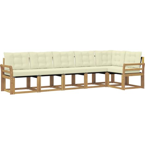 Set di divani da esterno con cuscino 6 pcs Bianco e Crema vidaXL