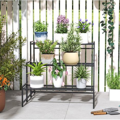 Estantería para plantas de metal negro 75 x 70 x 66 cm DESVIAE (1/5)