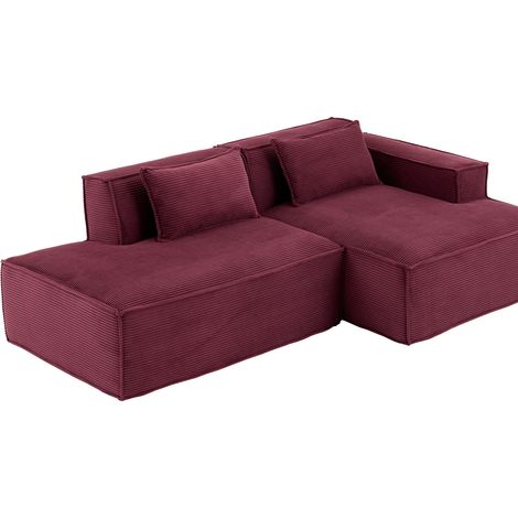 Sofá de tela rojo de 233 cm con 2 cojines y muelles ensacados MODENUIT (1/5)