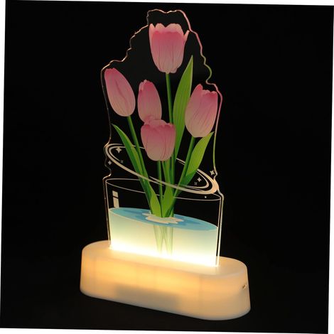 Veilleuse Tulipe Acrylique Lampe Illusion Couleur Douce Économie Énergie Décoration Chambre Salon Ambiance Cosy (1/5)