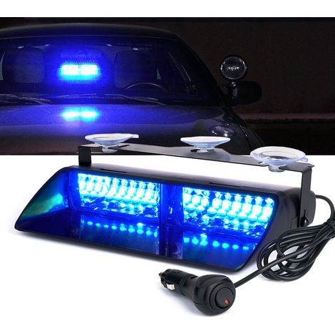 Blaues LED-Notblitzlicht, Sicherheitsleuchten für die Windschutzscheibe im Innenraum mit Saugnäpfen, 12-V-Lichtleiste für die Windschutzscheibe für Fahrzeuge von Polizei, Feuerwehr und Strafverfolgung