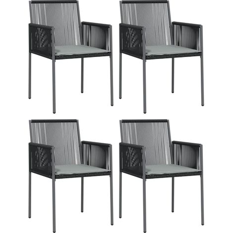 Maison Exclusive - Sedie Giardino con Cuscini 4 pz Nere 54x60,5x83,5 cm Polyrattan