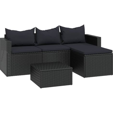 Salon de jardin，Mobilier de jardin Noir Résine tressée CFW65480 (1/5)
