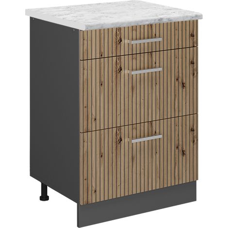 Meuble cuisine R-Line, Chêne Artisan, 60 cm PT Marbre, Vicco