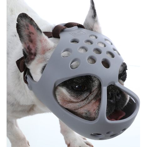 Bozal para perros de hocico corto con orificios de ventilación, resistente a mordeduras y masticación. (1/5)