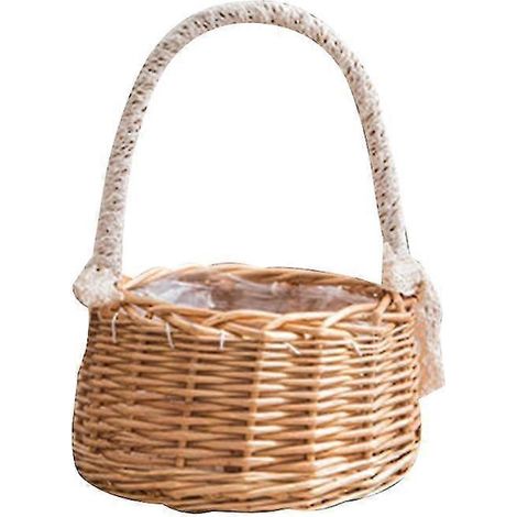Handgefertigter Blumenkorb aus natürlichem Rattan, gewebt für Zuhause, Küche, Garten, Gemüseaufbewahrung, Pflanzgefäß, Halter, Hochzeitsfeier Ta--05