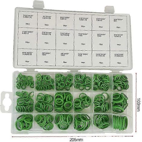 Kit 270 joints toriques caoutchouc 18 tailles auto climatisation réparation compresseur, assortiment avec boîte plastique (1/4)