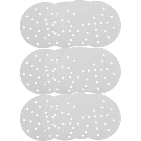 NUOBESTY 400pièces Papier Sulfurisé pour Cuisson Vapeur Tapis Ronds Perforés Feuilles pour Friteuse à Air Usage Pâtisserie Brioches Raviolis'-'- (1/2)