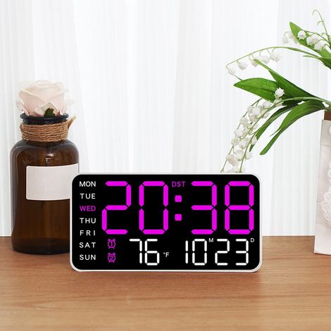 Horloge Murale Numerique - Affichage LED Grand Ecran - Calendrier Et Temperature Integres - Pour Salon Chambre Bureau - 1 Unite (1/5)