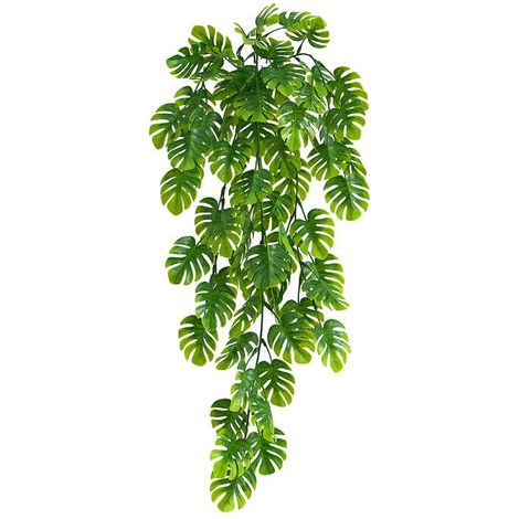 Feuilles Palmier Tropicales artificielles Vigne, Plante de Fronde Palmier de 64cm (76cm y compris le poteau) Suspendue Feuille Vigne Fausses Plantes pour tenture Murale décoration Toile Fond Mariage A (1/5)