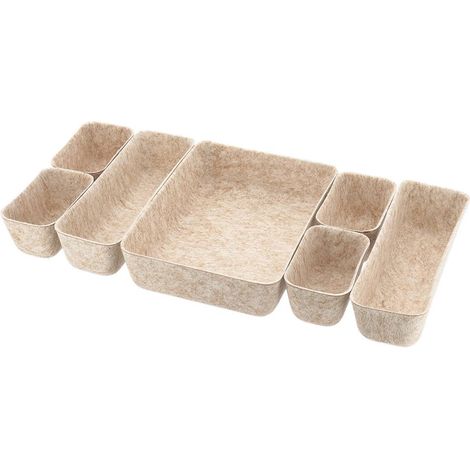 Organizzatore per cassetti in feltro con 7 cestini portaoggetti - beige - Tendance