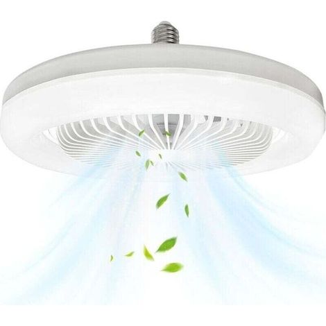Beleuchteter Deckenventilator, 10 Zoll E27, geschlossener, geräuscharmer Deckenventilator, 30 W, tragbarer Wandventilator mit Stecker für Schlaf- und Wohnzimmer, dreifarbige Dimmfunktion (1/4)