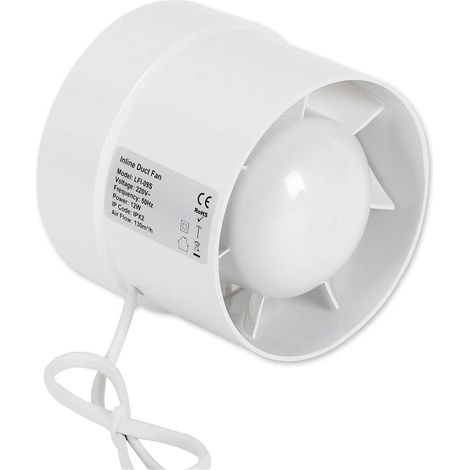 Ventilateur tubulaire pour salle de bain avec roulement à billes - 100 / 125 / 150 mm - Pour WC, salle de bain, serre, cuisine - Rond - 100 mm (1/5)