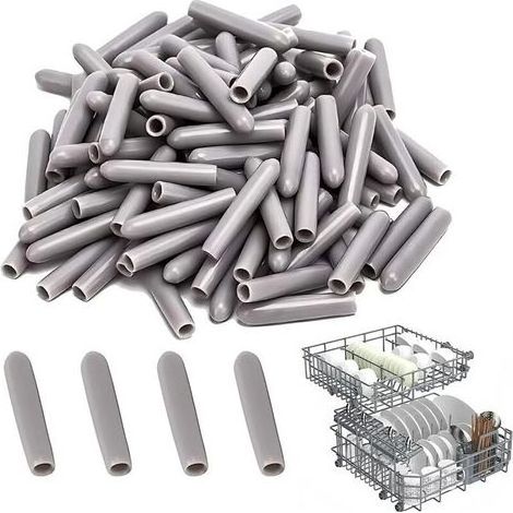 Capuchons pour Lave-Vaisselle [200 Pièces], Couvercle De Panier De Lave-Vaisselle, Capuchon du Lave-Vaisselle pour Protéger Les Broches pour Panier à Vaisselle, Antirouille(Gris) (1/5)