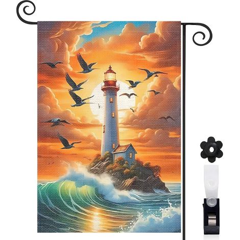 Drapeau de jardin vertical décoration extérieure toile épaisse double face 30 x 45 cm pour entrée maison (1/5)