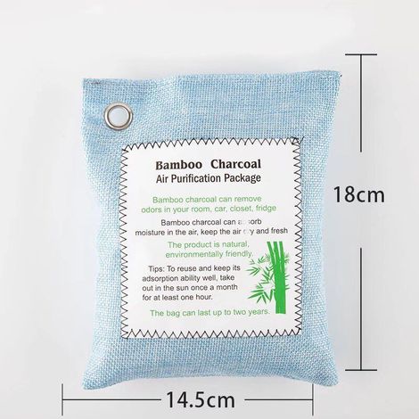 Sac de Charbon Purificateur D'air Naturel De Bois Activé Bambou Absorbeur D'odeur Eliminator Home Chaussures De Voiture Désodorisant pour Fridgerator Toilette Salles De Bains(Bleu) (1/3)