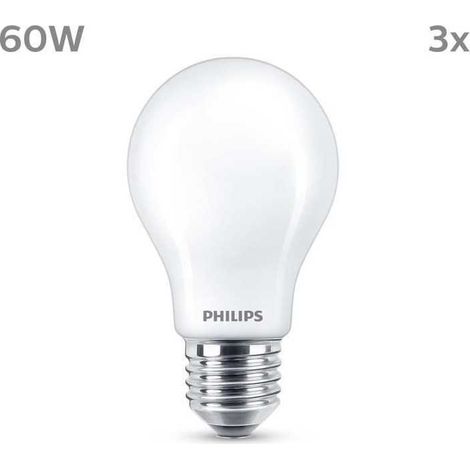 LED Bulb - PHILIPS - Classic - 60 W - A60 E27 - Warm White - Non-Dimmable x 3 (1/3)