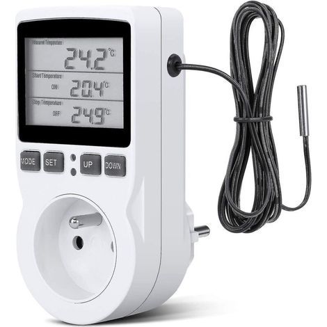 Regulateur Température Numérique, Prise Thermostat Chauffage Refroidissement Regulateur De Temperature Lcd, 230v Pour Régulateur Température Ferme à Effet Serre/Thermostat Terrarium(prise) (1/5)