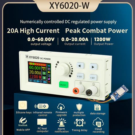 Modulo di alimentazione DC-DC step-down regolabile a controllo digitale XY6020, convertitore di corrente costante e voltmetro, 20A 1200W. (1/5)