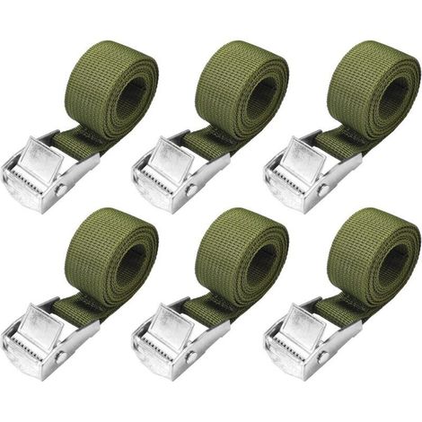 Sangles d'arrimage 1 m – Lot de 6 sangles à cliquet 25 mm – Charge 250 kg – Polypropylène pour transport sécurisé (1/5)