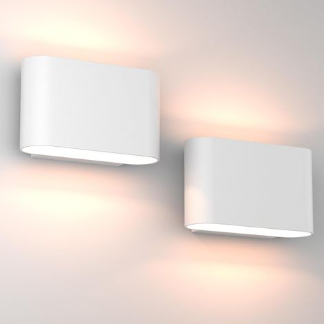 Moderne LED-Wandleuchte für den Innenbereich (2er-Pack) mit fester Verkabelung, Aluminium-Wandmontage oben und unten (1/4)