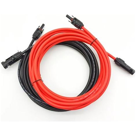 Rallonge solaire PV Rallonge de panneau solaire avec connecteur MC4 rouge + paire noire, 14AWG 2M (1/5)