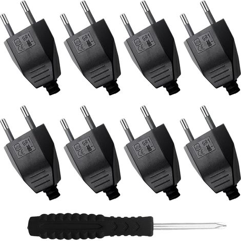 8 Pièces Fiches Plates EuropéEnnes avec Tournevis Fiche D'a limentation Plate 220V 2,5A Prise Electrique Flat pour IntéRieur Appareils Electroménagers (1/5)