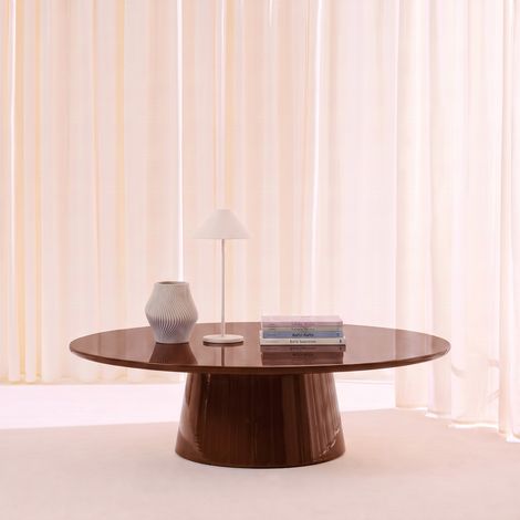 sweeek - Table basse ovale finition glossy bordeaux - Nell