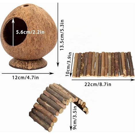 Coconut Hamster Nest Climbing Toy Wooden Ladder Bridge (1/4)