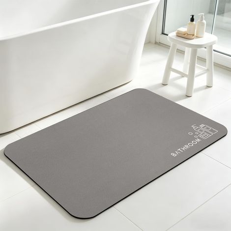 Tapis de Bain Antidérapant, Absorbant Tapis Salle de Bain, Séchage Rapide Tapis de Baignoire pour Salle de Bain, Douche, Baignoire, Paillasson (Gris, 40x60cm) (1/5)