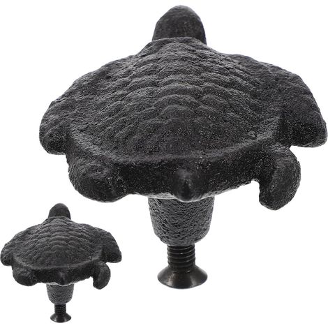 Poignées de meubles Garneck, lot 2, en fonte noire, motif tortue (1/5)