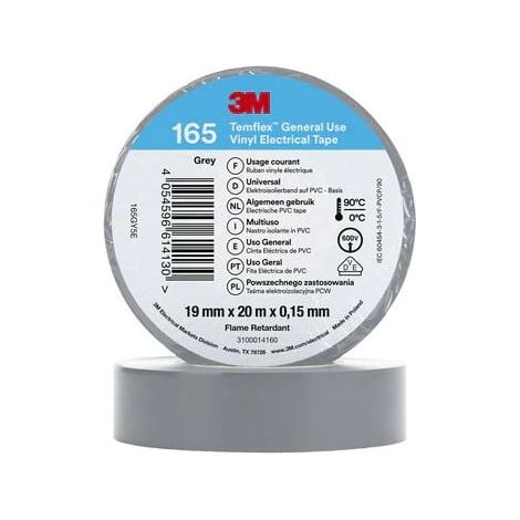 Cinta Aislante Temflex 165 PVC 19mm x 20m 3M 7100184800 Gris