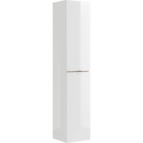 Colonna bagno NALYA 170 cm – Bianco lucido e rovere chiaro – Mobile sospeso