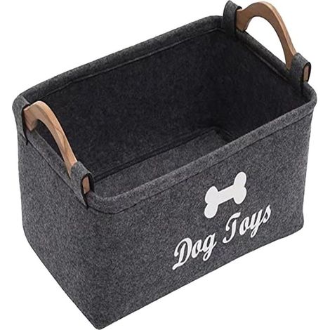 Panier de rangement pour jouets pour chiens, boîte de rangement en feutre, boîte à jouets pliable avec poignée, pour ranger les accessoires et jouets pour animaux. (1/5)