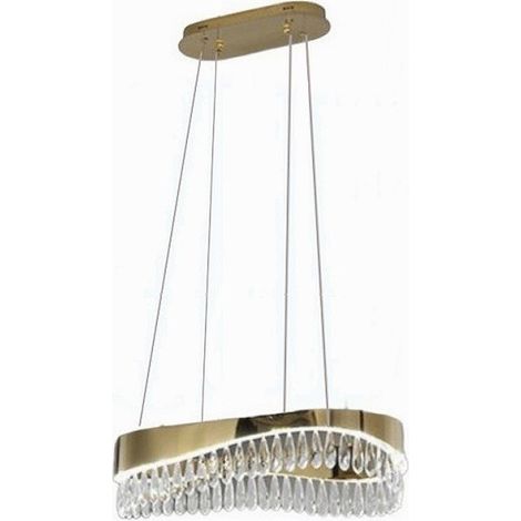 TRADE SHOP - Lampadario Led A Sospensione Oro 35 W Con Cristalli Contemporaneo Luce 6500k B78 - (1/4)