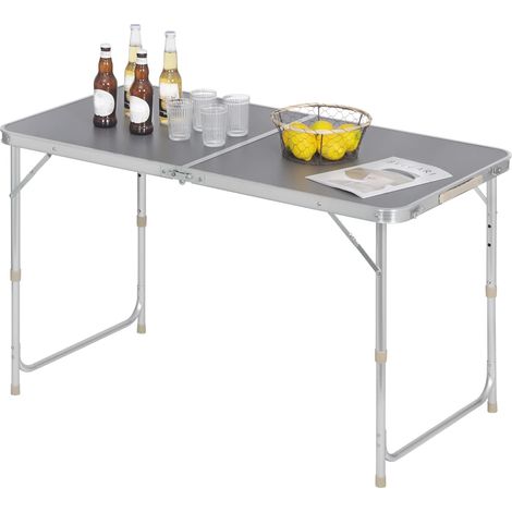 WOLTU Tavolo da Campeggio Pieghevole Portatile con Maniglia per Picnic Giardino Grigio