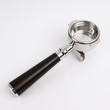 Der 58 mm Doppelauslauf-Kaffeefilterhalter mit drei Griffen verfügt über einen ergonomischen Griff, der gut in der Hand liegt, ist aus Edelstahl gefertigt und wird mit einem ultrafeinen Filter geliefe