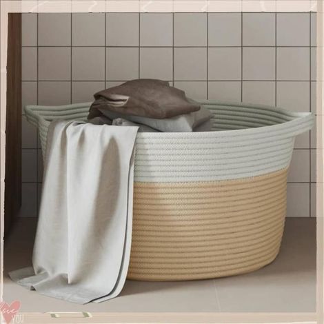 Panier de rangement - VINGVO - 358463 - beige et blanc - coton tressé - 40 x 25 cm (1/5)