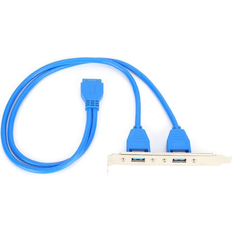 Câble d'extension USB pour panneau arrière de carte mère, connecteur 19 broches vers double port A femelle.