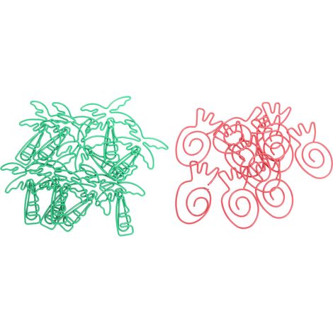 Lot de 100 mini trombones portables en métal, finition électroplaquée, en forme d'arbre vert et de fraise rose, pour le bureau (1/5)