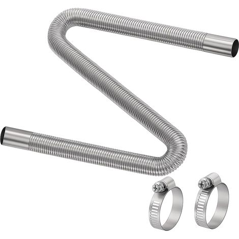 [JAMAIS UTILISÉ] Tuyau d'échappement Acier Inoxydable, 25 mm x 100 cm Tuyau d'Echappement de Voiture Flexible pour Générateurs Chauffage Diesel Chauffage de Stationnement, avec 2 Colliers de Serrage (1/5)