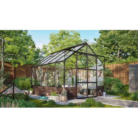 Vitavia Gewächshaus "Cassandra 8300", schwarz, 8,3 m², mit Sockelmauer in herbstlaub, 3 mm ESG (1/3)