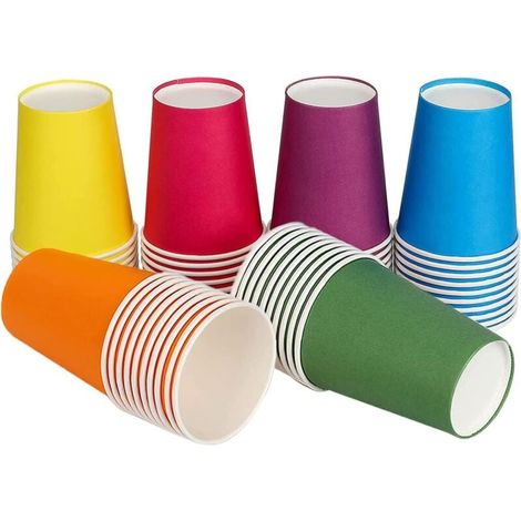 60 Pièces Gobelets Carton Colorés, 250 ml Multicolore Verres Carton Jetables Biodégradable, pour Enfants Bricolage Mariage Fêtes Café Thé Boissons Chaudes et Froides (1/4)